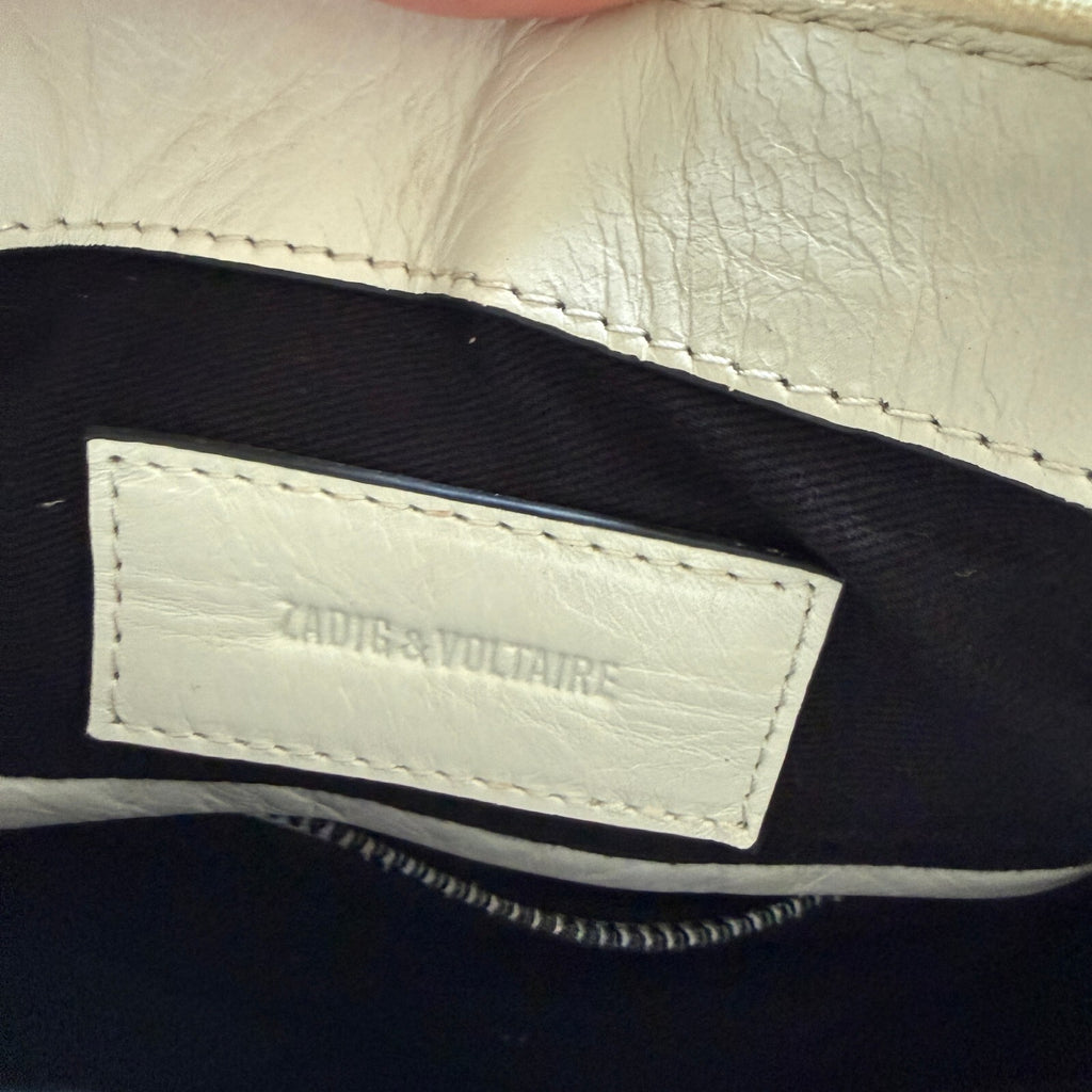 Zadig & Voltaire Sunny XS White Leather Handbag with Double Zipper Detail