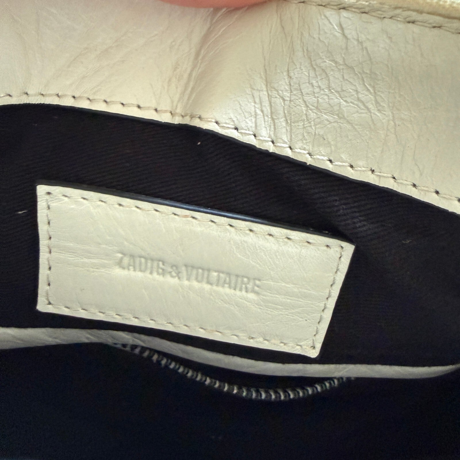 Zadig & Voltaire Sunny XS White Leather Handbag with Double Zipper Detail