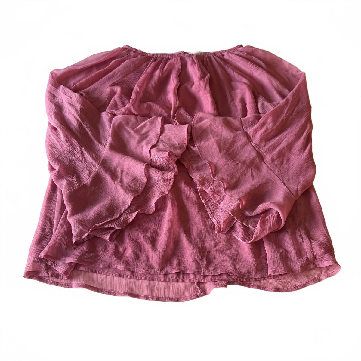 LOFT Women's Large Mauve Pink Off Shoulder Bell Sleeve Blouse Flowy Boho Top