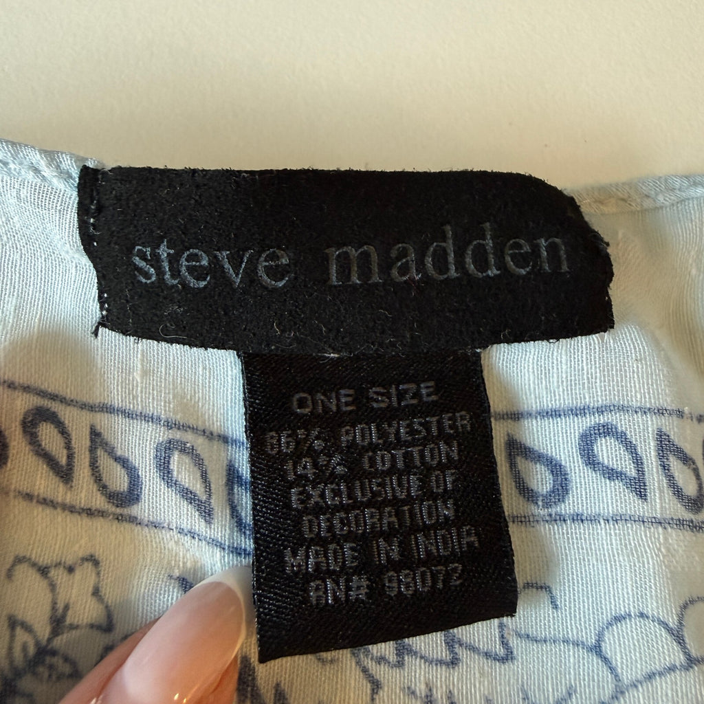 Steve Madden Y2K Sequin Detail Beaded Light Blue Bandana Accessory
