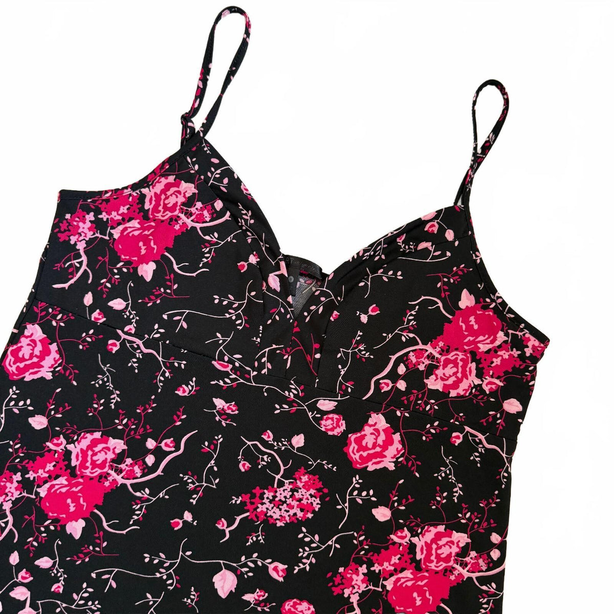 Tart Intimates Floral Print Camisole Top Size S Black and Pink Spaghetti Strap