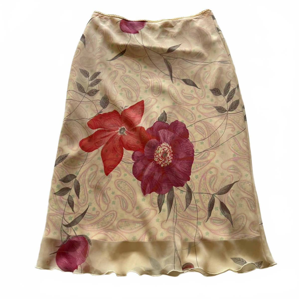 Vintage 1990s Floral Midi Skirt Size Small Made in USA Jonathan Martin