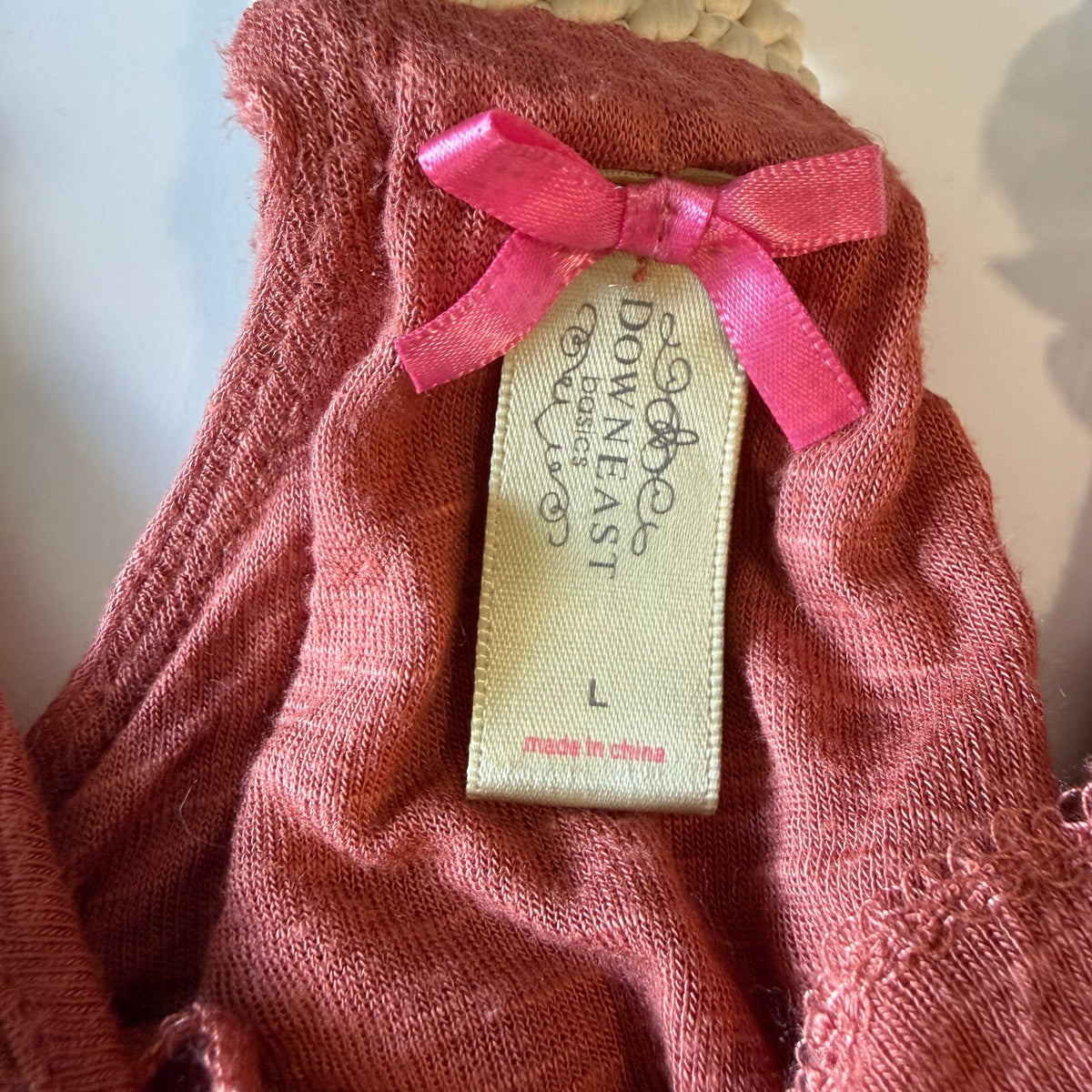 DownEast Y2K Coral Rosette Rope Strap Racerback Bubble Hem Tank Top Women's Sz L