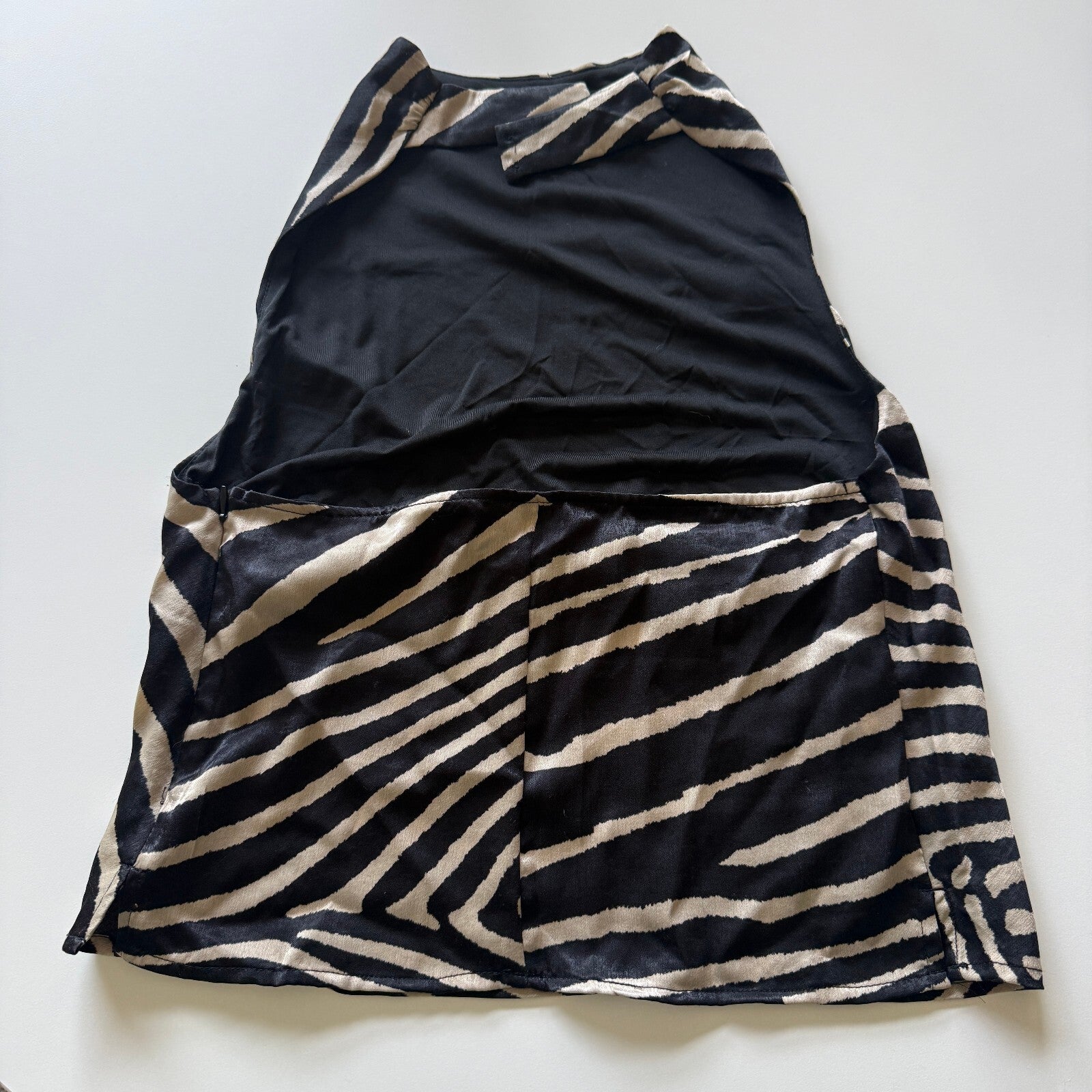 H&M NWT Zebra Print Cowl Neck Silky Top Funky Fran Fine Y2K Inspired