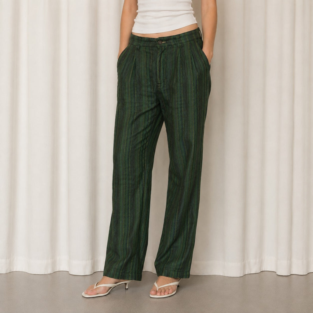 Anne Pinkerton Vintage 1990s Women's Linen Striped Trousers