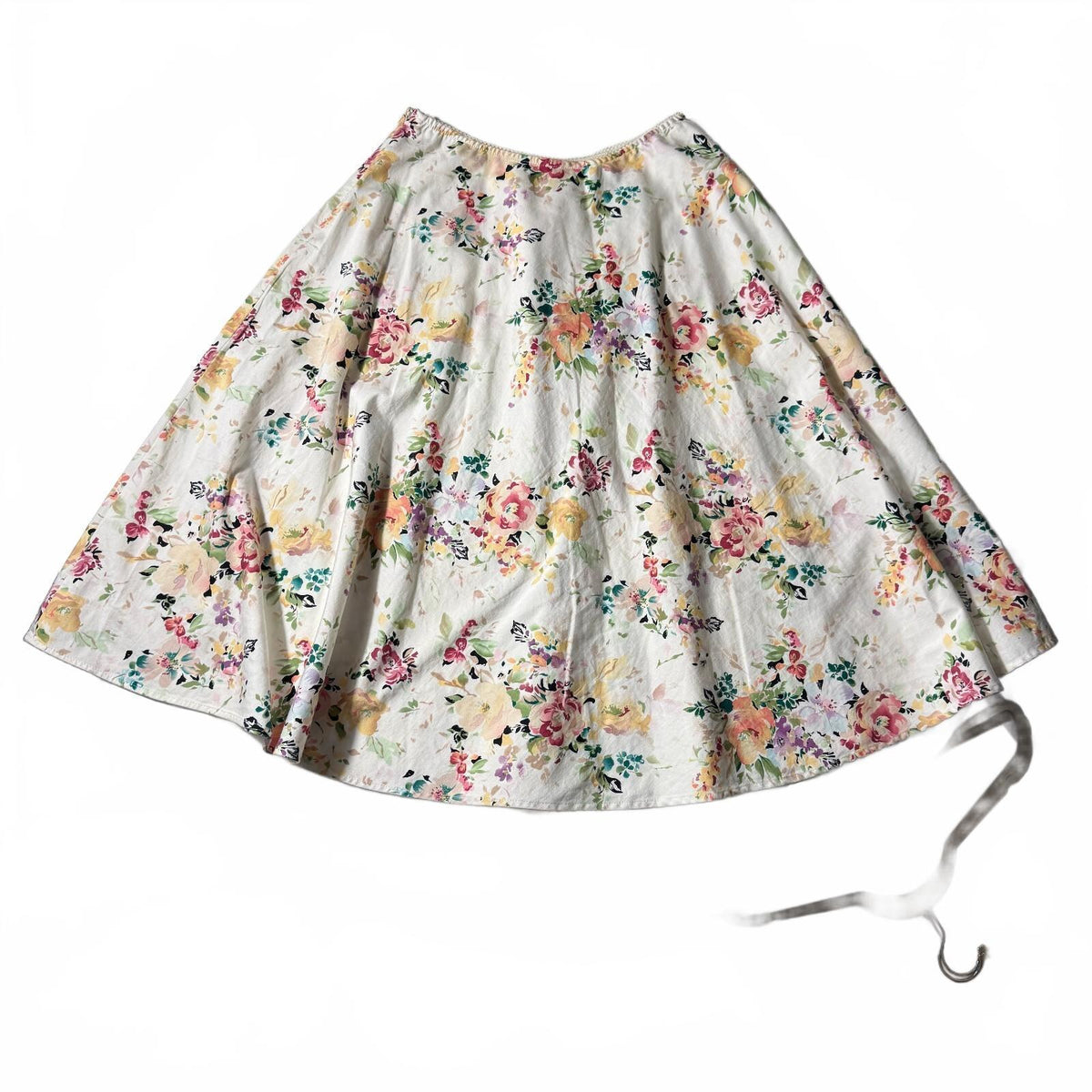Vintage MSK Cream Floral Midi Skirt Size M Made in USA Cottagecore 90s 2000s