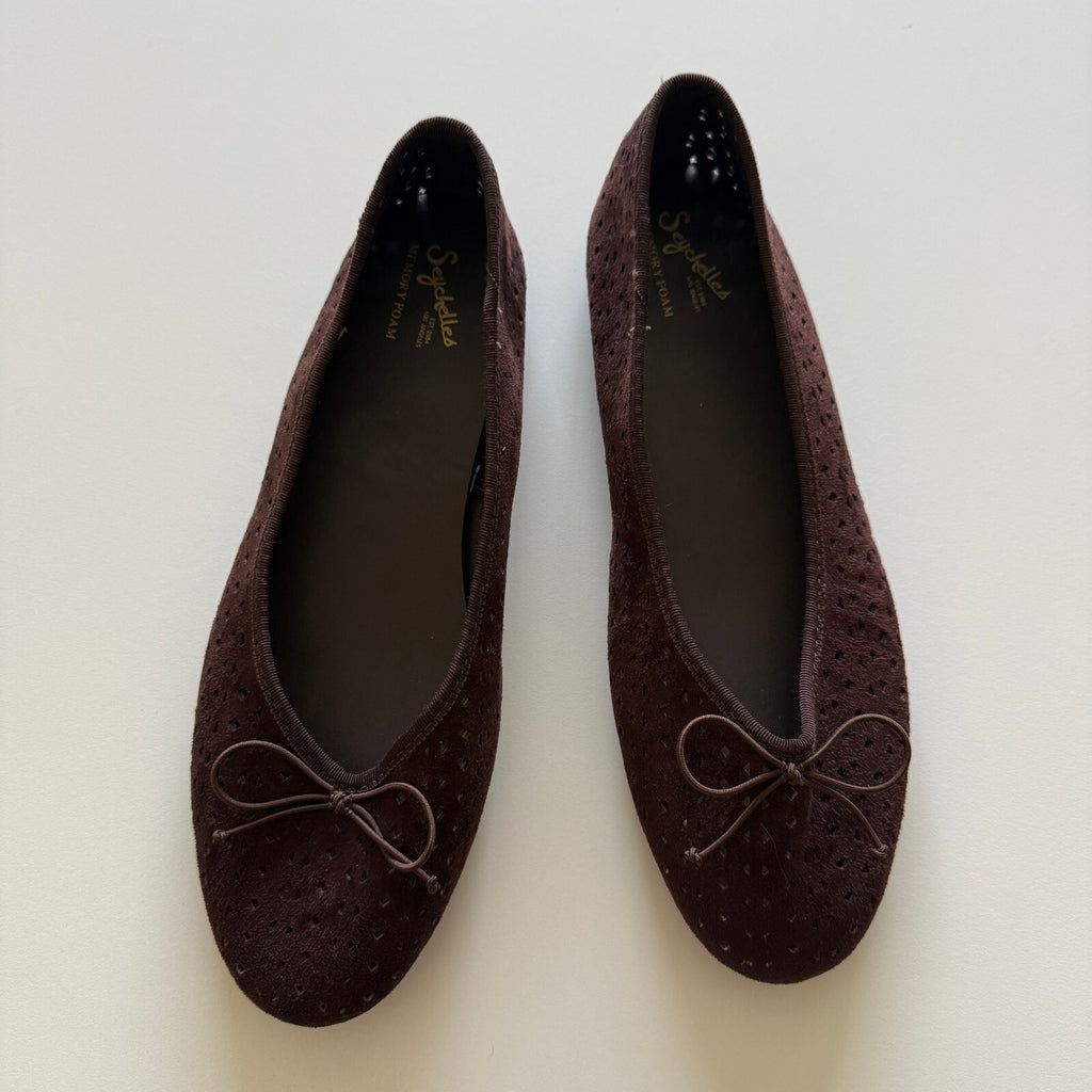 Seychelles Memory Foam Ballet Flats Women's Brown with Bow Detail, Size 9 1/2