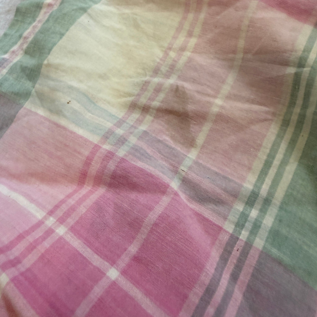 Ralph Lauren Pink Green Madras Plaid Short Sleeve Button Shirt 100% Cotton Sz Lg