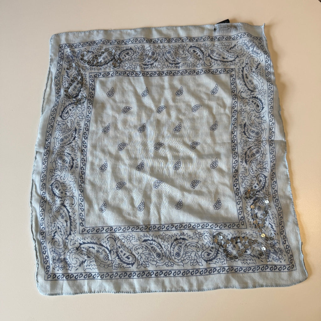 Steve Madden Y2K Sequin Detail Beaded Light Blue Bandana Accessory