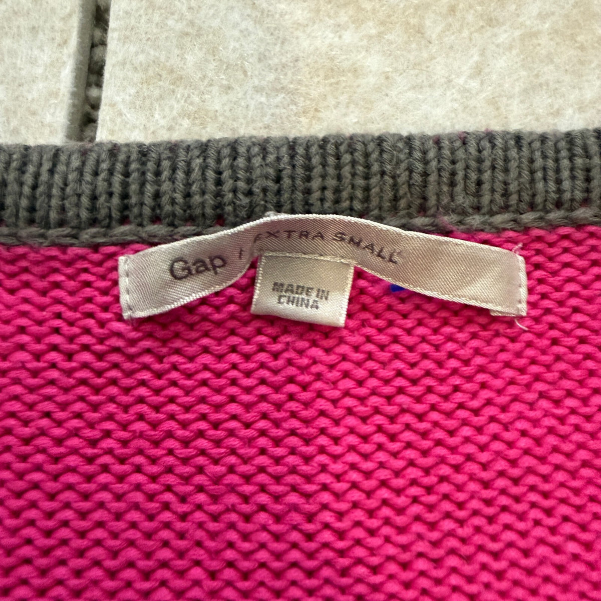 Gap Pink Grey Striped 100% Cotton Knit Sweater XS Y2K Fall Bella Swan 2000s Fall