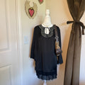 Y2K 1990s Beaded Studded Tie Detail Blouse Boho Chic Hot In Hollywood Sz M