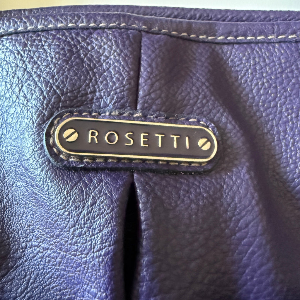 Rosetti Purple Faux Leather Satchel Tote Braided Handle Boho Y2K Purse