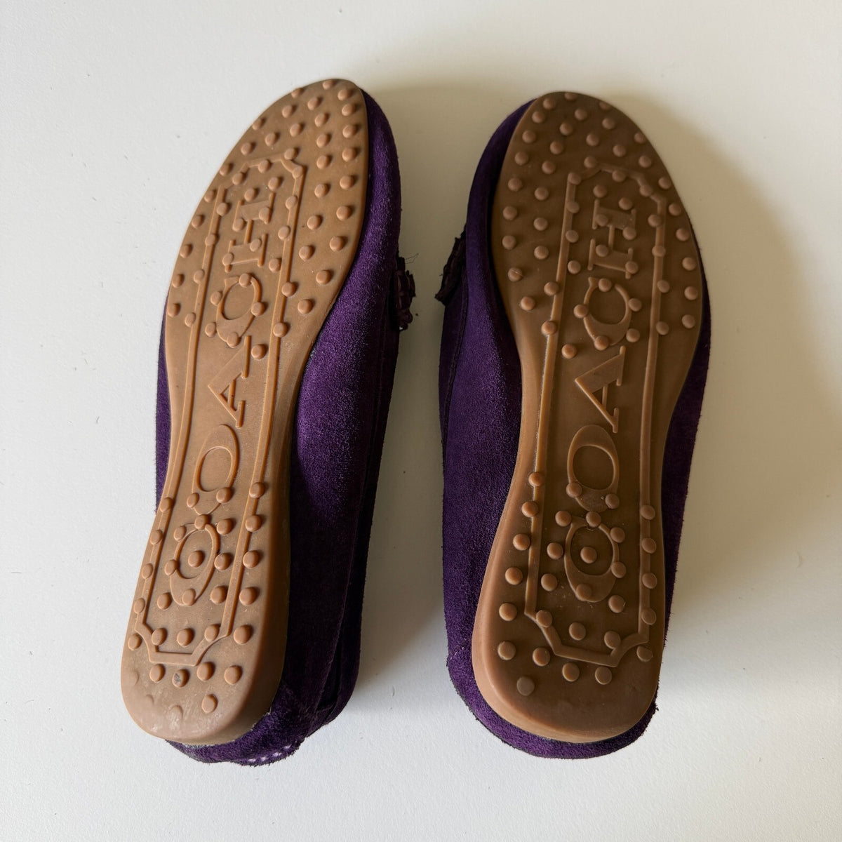 Coach Fortunata Purple Suede Turnlock Driving Loafers Moccasins Preppy Y2K Sz 5