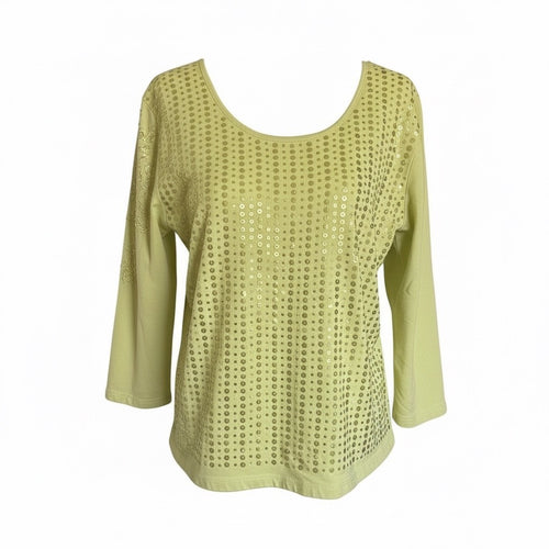 thriftalina Tanjay Y2K Inspired Green Sequin Detail Long Sleeve Blouse