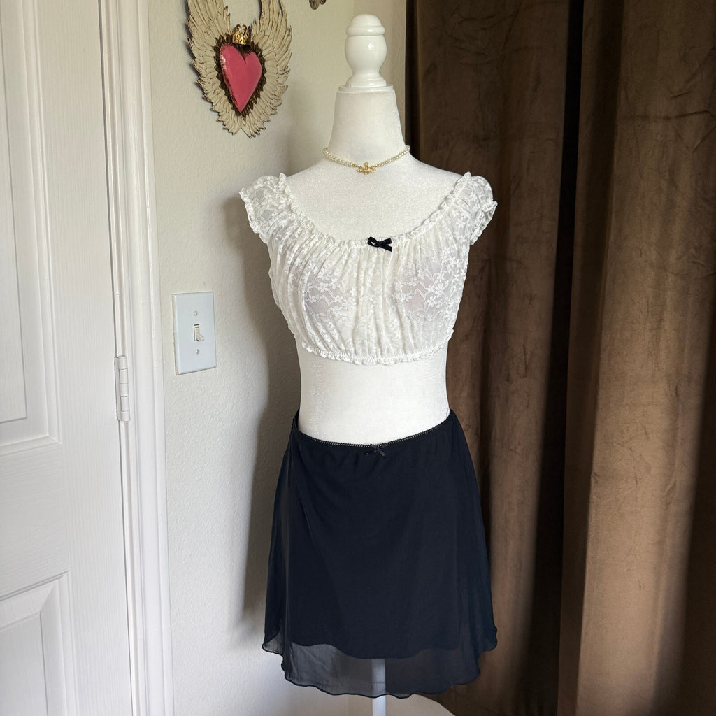 Sheer Lace Women's Bralette Ruched Detail Feminine Flirty Layering Oktoberfest