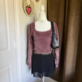 Gypsy Soul Sz S/M Mauve Whimsical Grommet Detail Crop Top Boho Fairycore Witchy