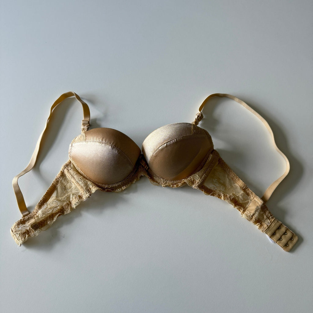 Secret of Elizabeth Nude Lace Push-Up Bra Sz 32B Underwire Y2K Coquette