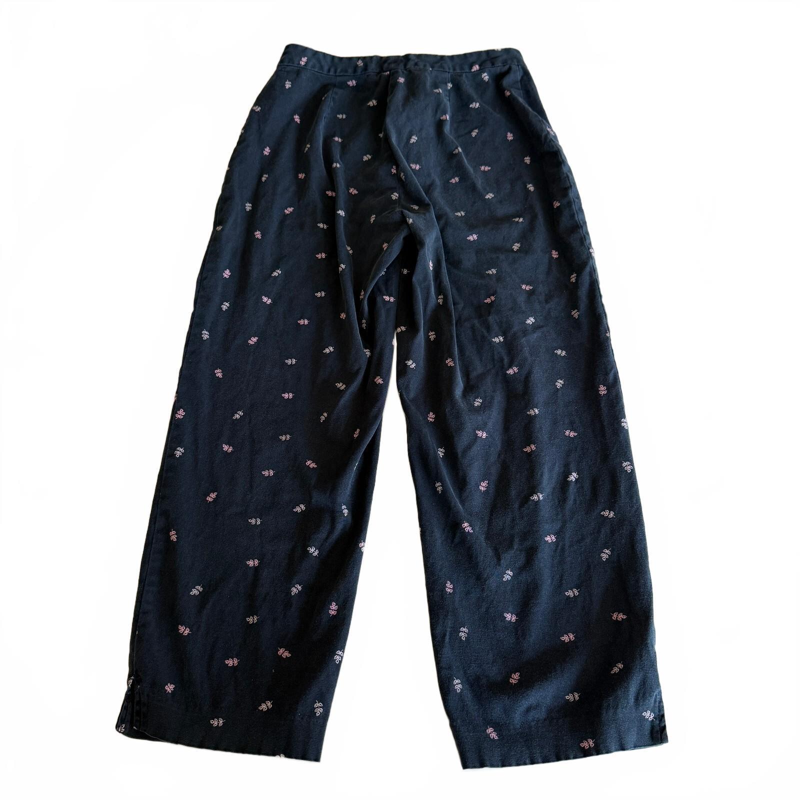 Y2K Style & Co Cotton Black Floral Printed Trousers Women's Size 4