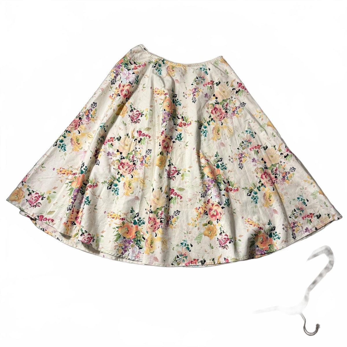 Vintage MSK Cream Floral Midi Skirt Size M Made in USA Cottagecore 90s 2000s