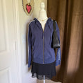 Johnny Was XS Navy Blue Hoodie with Embroidered Floral and Bird Design Cotton XS