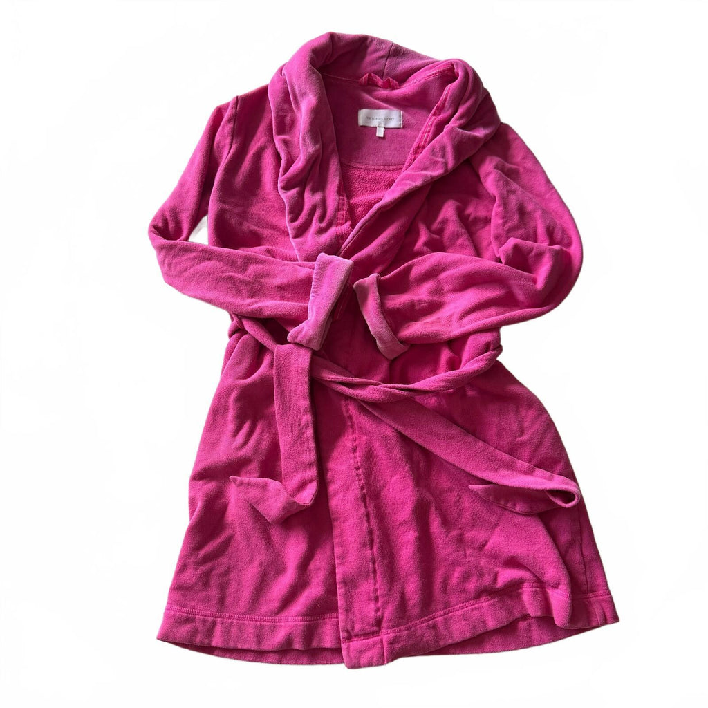 Victoria's Secret Hot Pink Belted Velour Robe Y2K Coquette Girly Dressing Gown