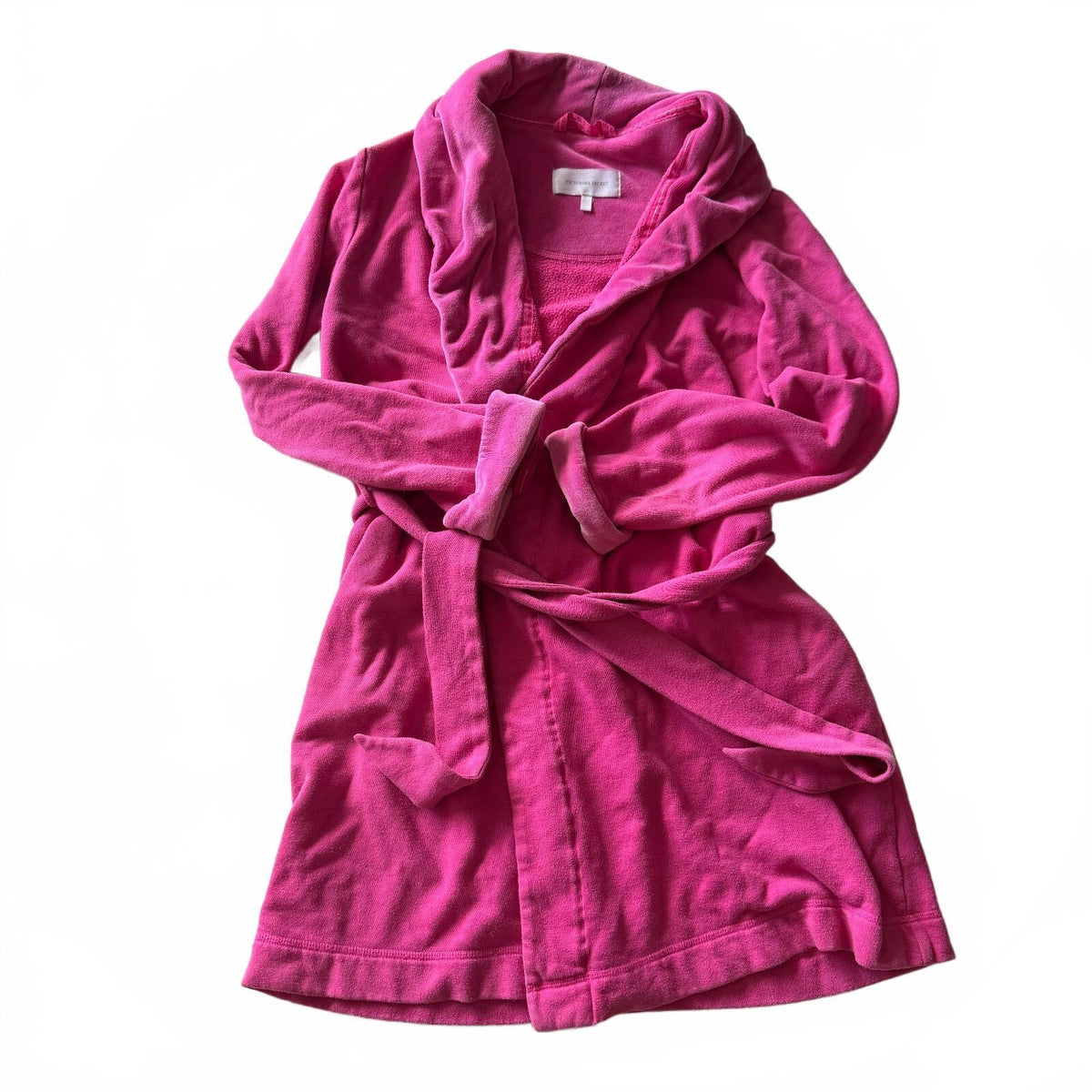 Victoria's Secret Hot Pink Belted Velour Robe Y2K Coquette Girly Dressing Gown