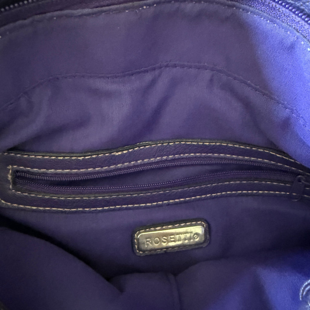 Rosetti Purple Faux Leather Satchel Tote Braided Handle Boho Y2K Purse