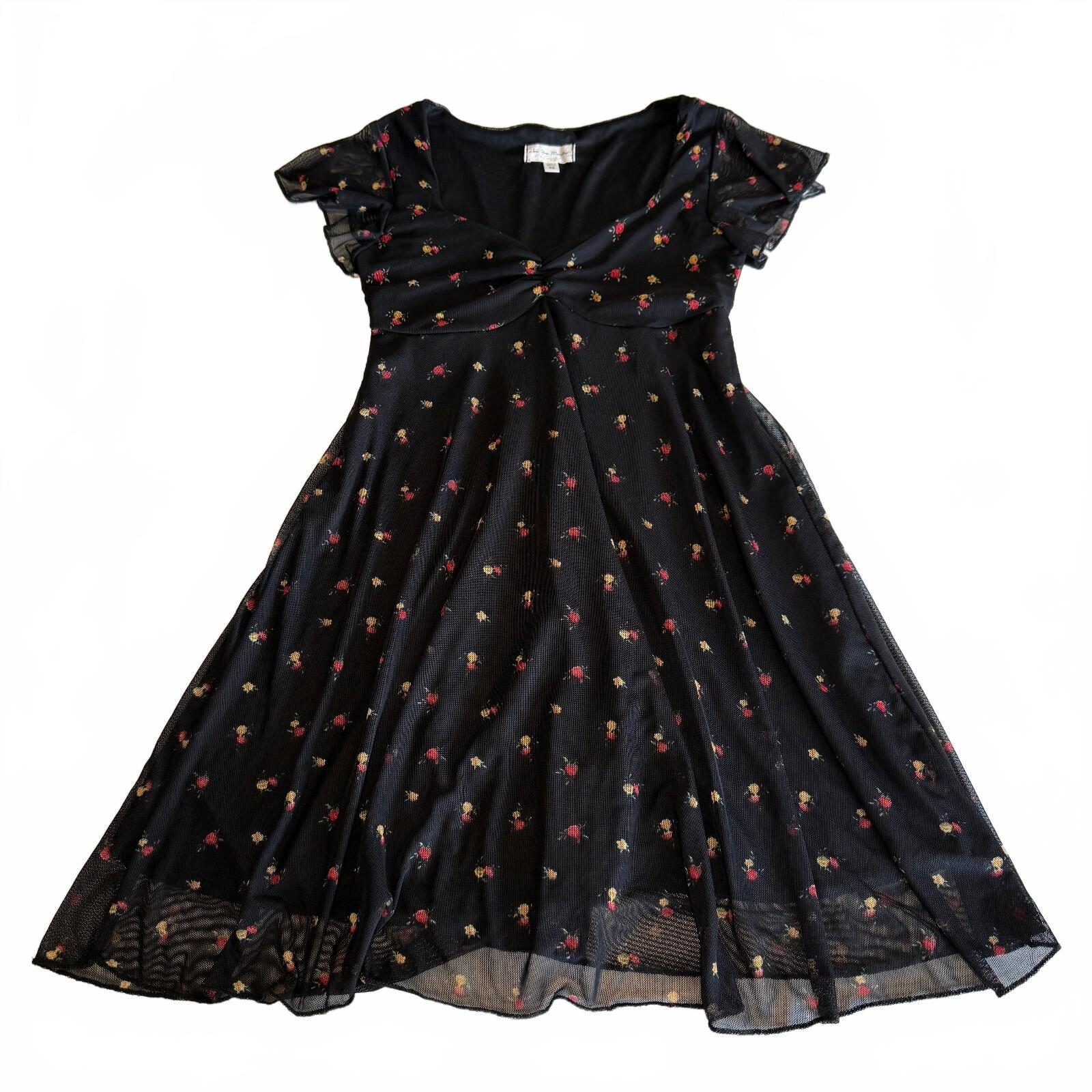 See You Monday Black Floral Mesh Dress Size XS