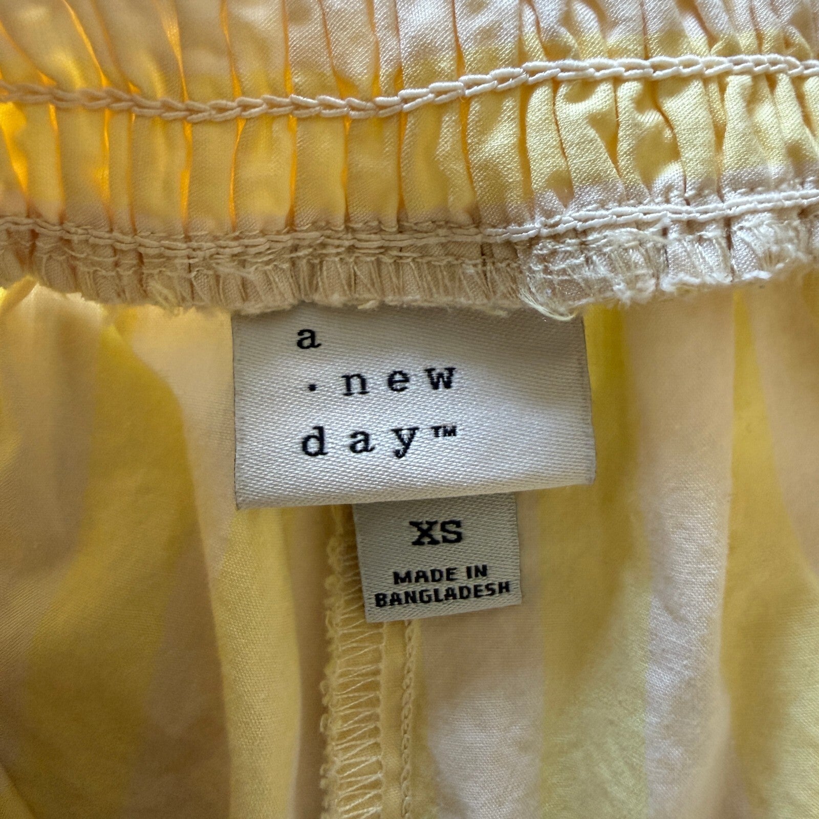 A New Day Women's Yellow Striped Cotton Elastic Waist Shorts, Size XS
