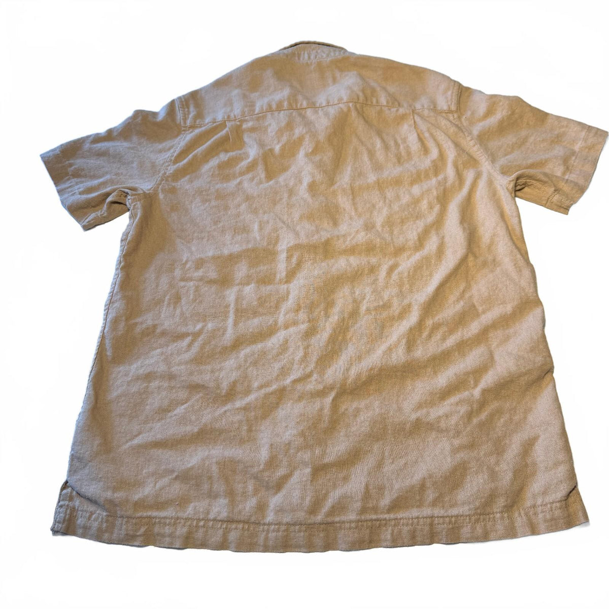 Scotch & Soda Tan Linen Blend Camp Short Sleeve Men's Button Down Sz Medium