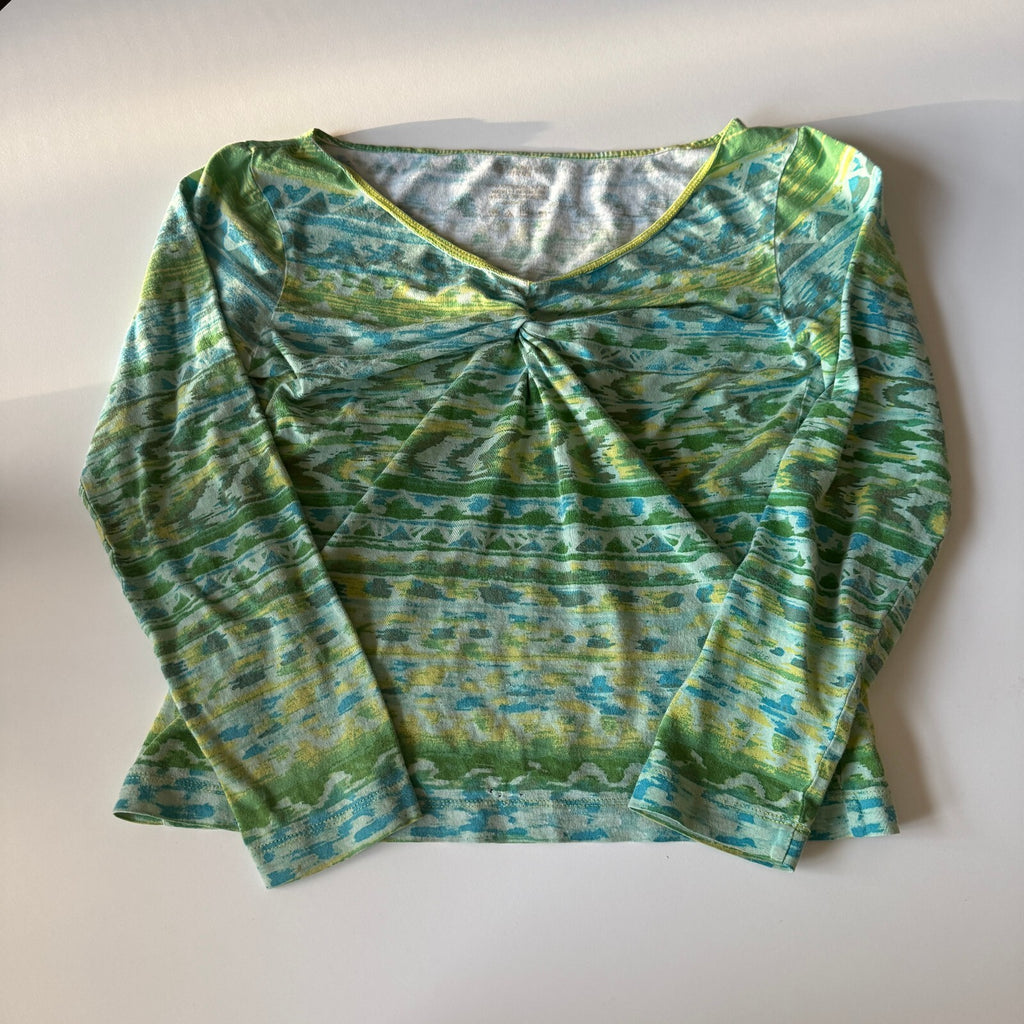 Jones Wear Jeans Women's Green and Blue Long Sleeve 100% Cotton Size Small