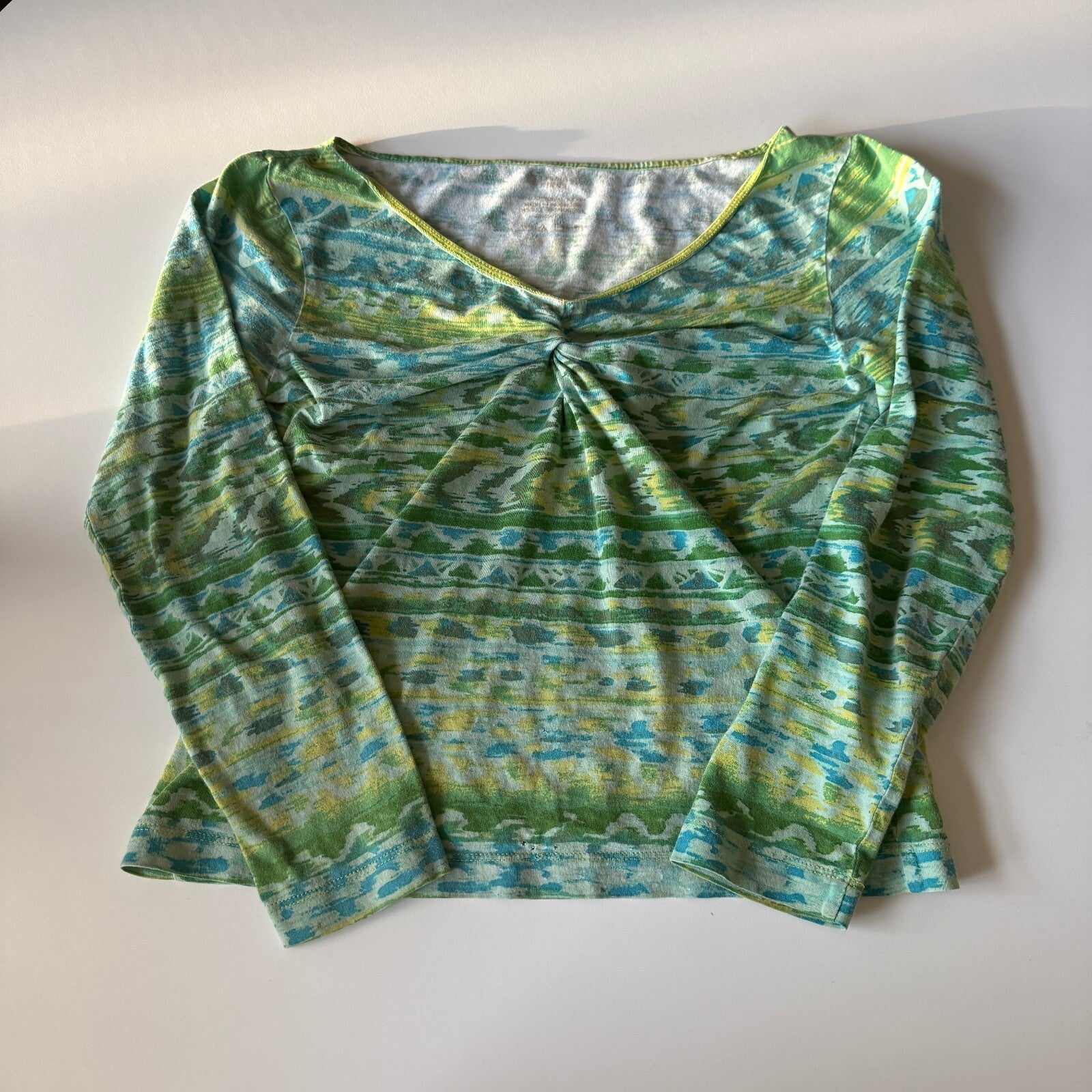 Jones Wear Jeans Women's Green and Blue Long Sleeve 100% Cotton Size Small