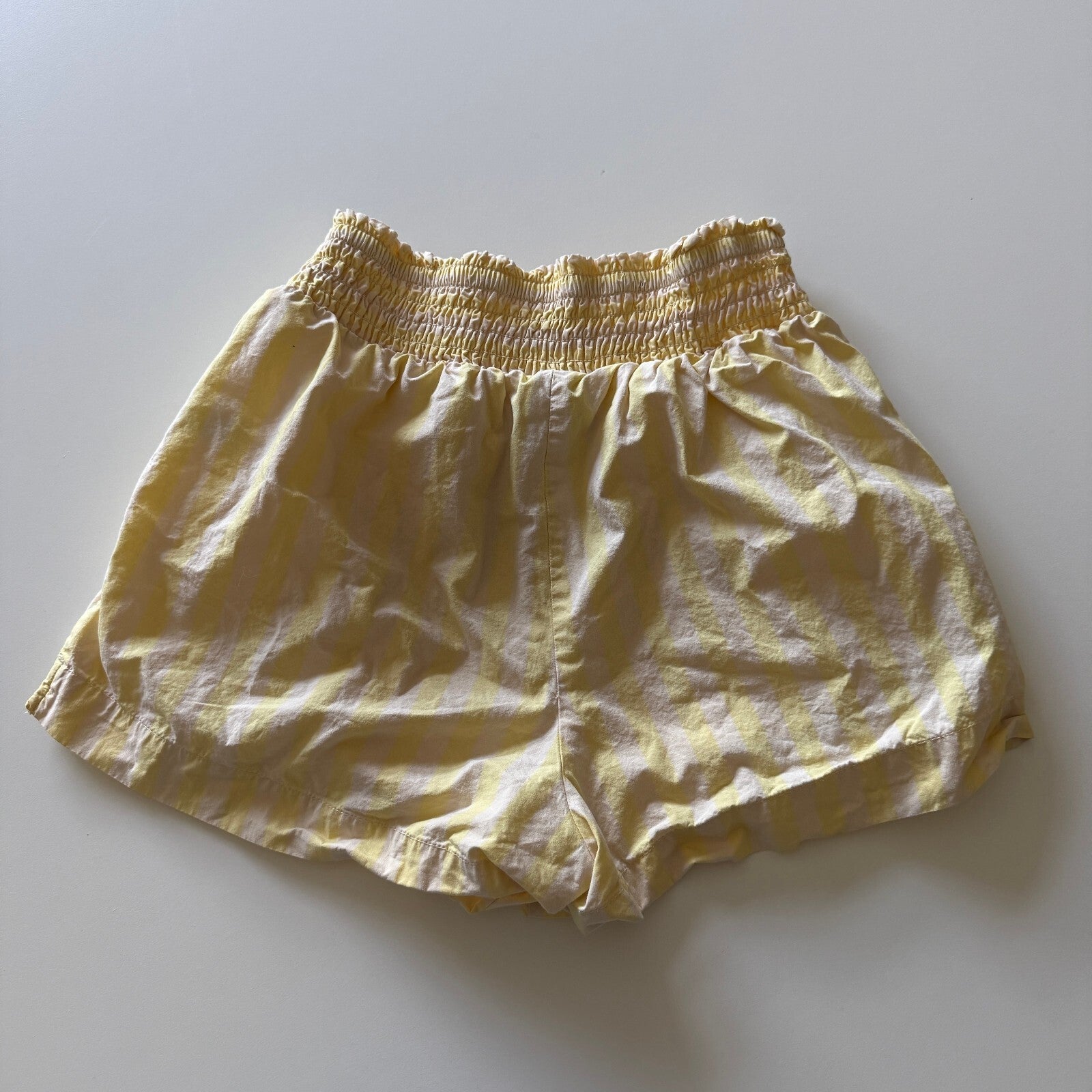 A New Day Women's Yellow Striped Cotton Elastic Waist Shorts, Size XS