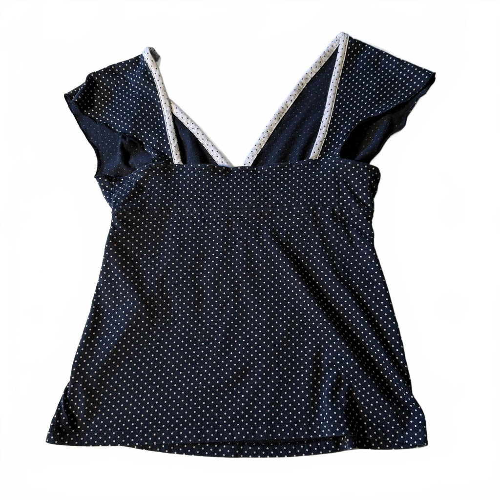 Charlotte Russe Y2K Polka Dot Wrap Blouse Girly Coquette Feminine Sz Medium