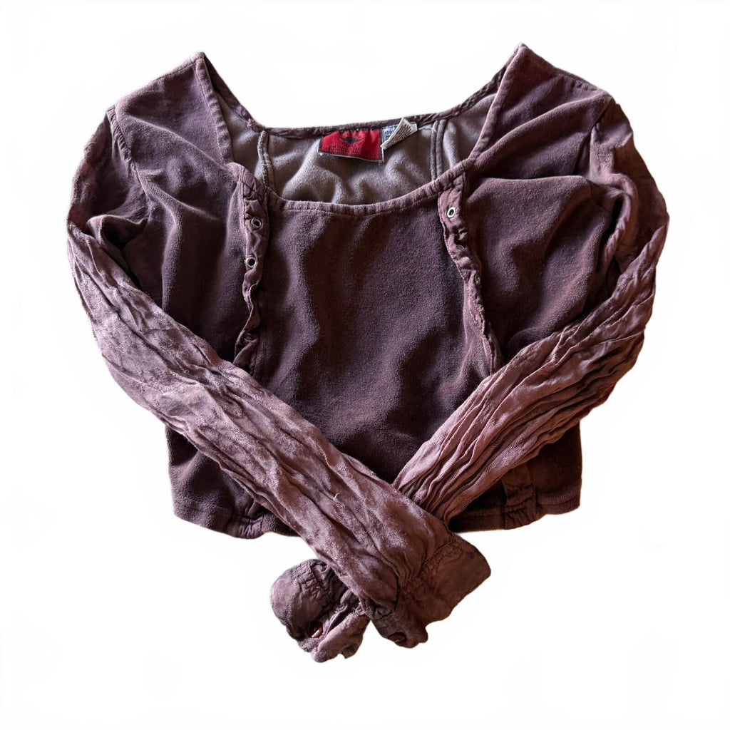 Gypsy Soul Sz S/M Mauve Whimsical Grommet Detail Crop Top Boho Fairycore Witchy