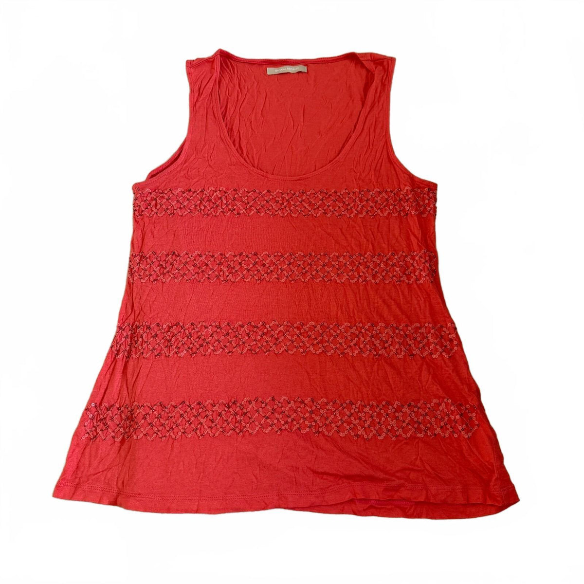 Banana Republic Peach Sleeveless Embroidered Sequin Tank Top Fairycore