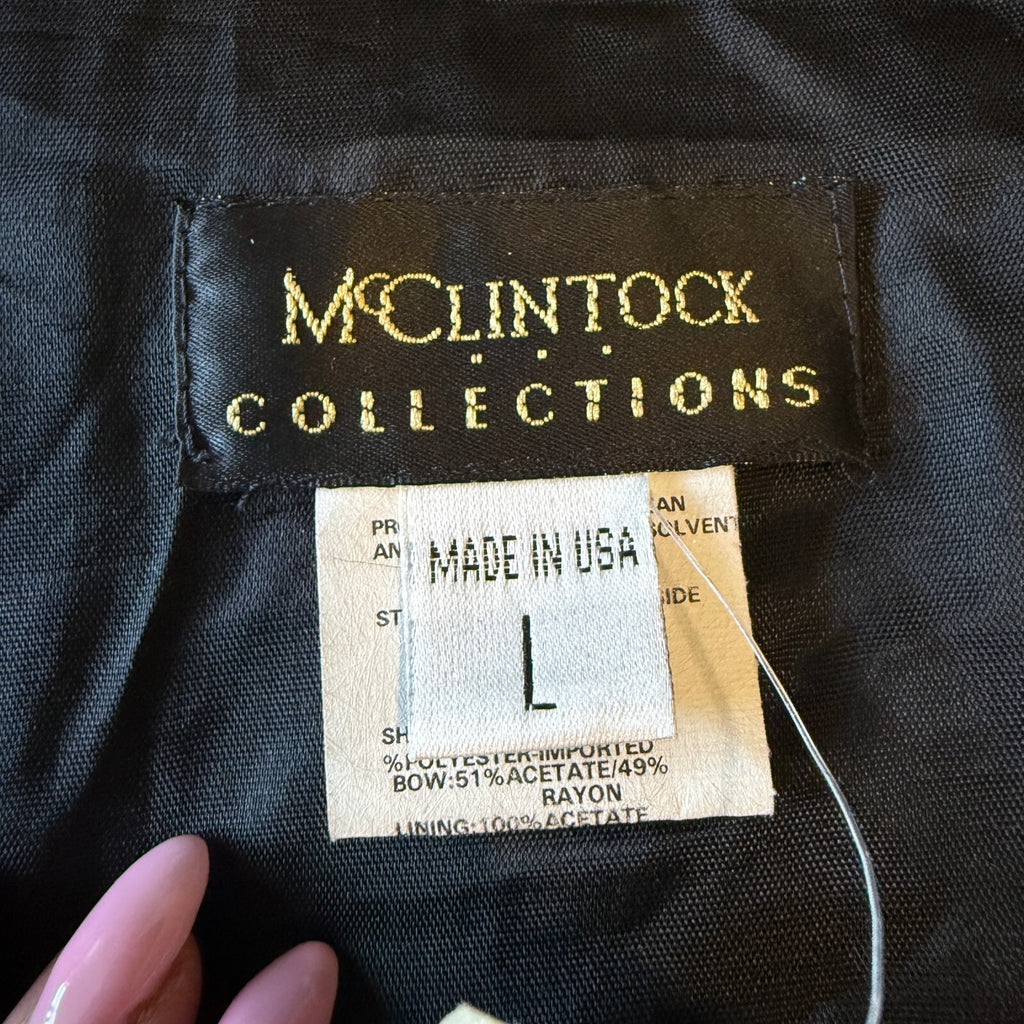 NWT Vintage McClintock Collections Faux Fur Stole Satin Bow Capelet Layering