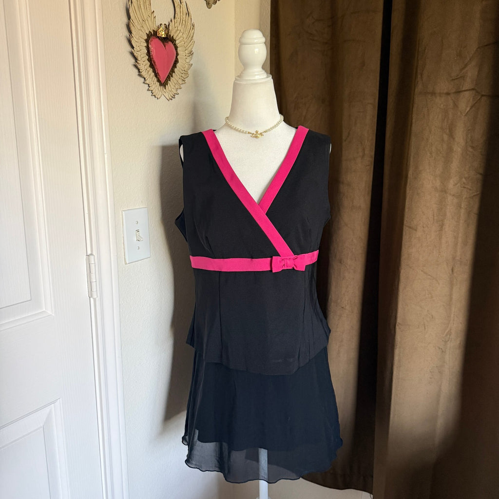 Suits Us Vintage Paper Tag Sleeveless Bow Detail Blouse Coquette Feminine Girly