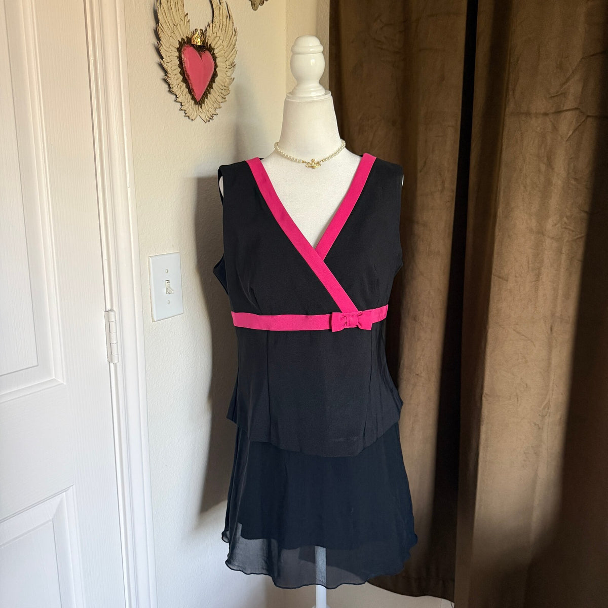 Suits Us Vintage Paper Tag Sleeveless Bow Detail Blouse Coquette Feminine Girly