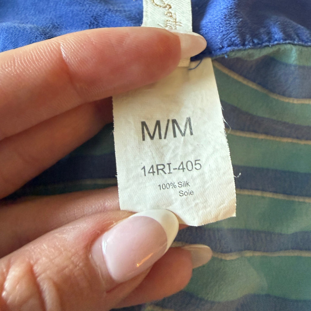 Gottex Luxury Swimwear Silk Sarong Convertible Blue Tie Detail Piece SZ Medium