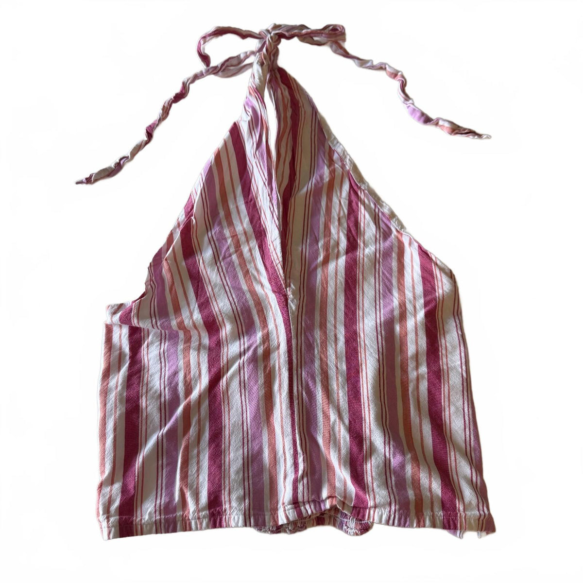 Loft Pink and White Striped Halter Top Cotton Blend Women's Sz M