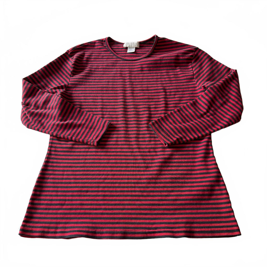 Express Red Black Striped Long Sleeve Top Grunge Punk Emo Vintage Sz L Cotton