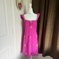 Y2K New York & Co Women's Gold Detail Flutter Sleeve Pink Mini Dress Tie Detail