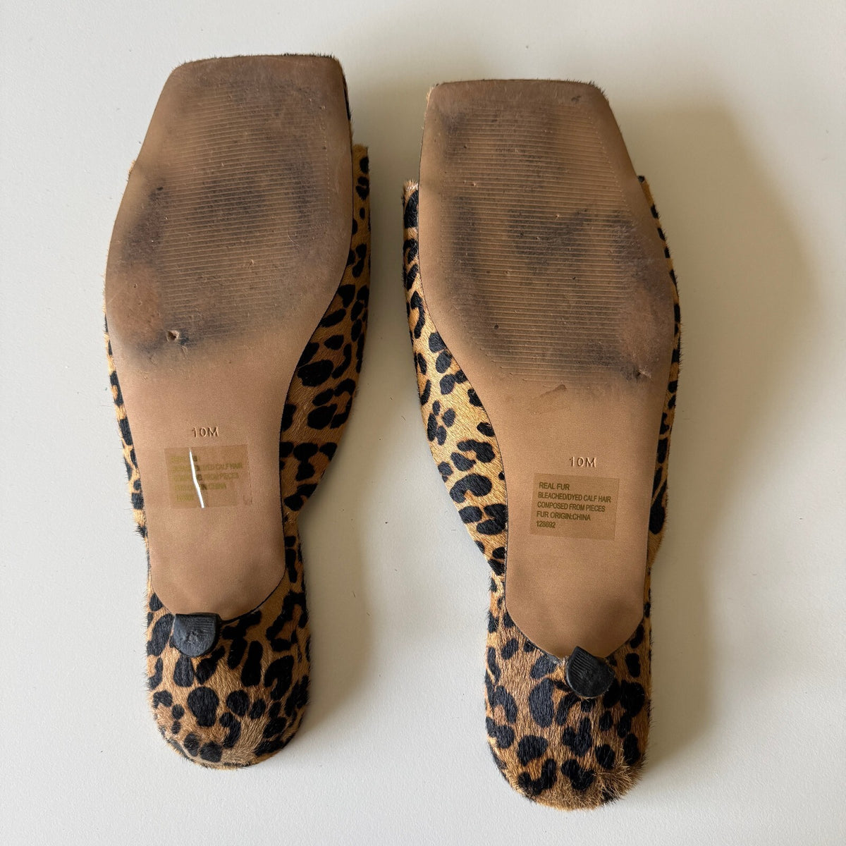 Steve Madden Meme Leopard Calf Hair Mule Slides Bow Kitten Heel Y2K Sz 10