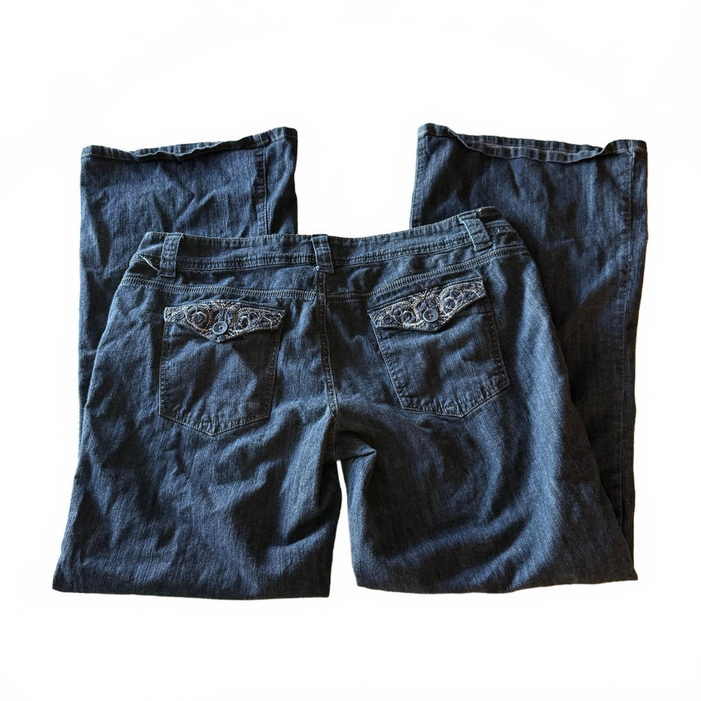 Mossimo Supply Co Sz 17 Bootcut Low Rise Jeans Embroidered Pockets Y2K Grunge