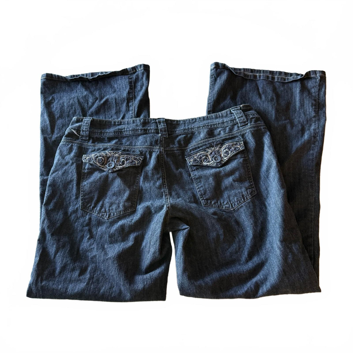 Mossimo Supply Co Sz 17 Bootcut Low Rise Jeans Embroidered Pockets Y2K Grunge