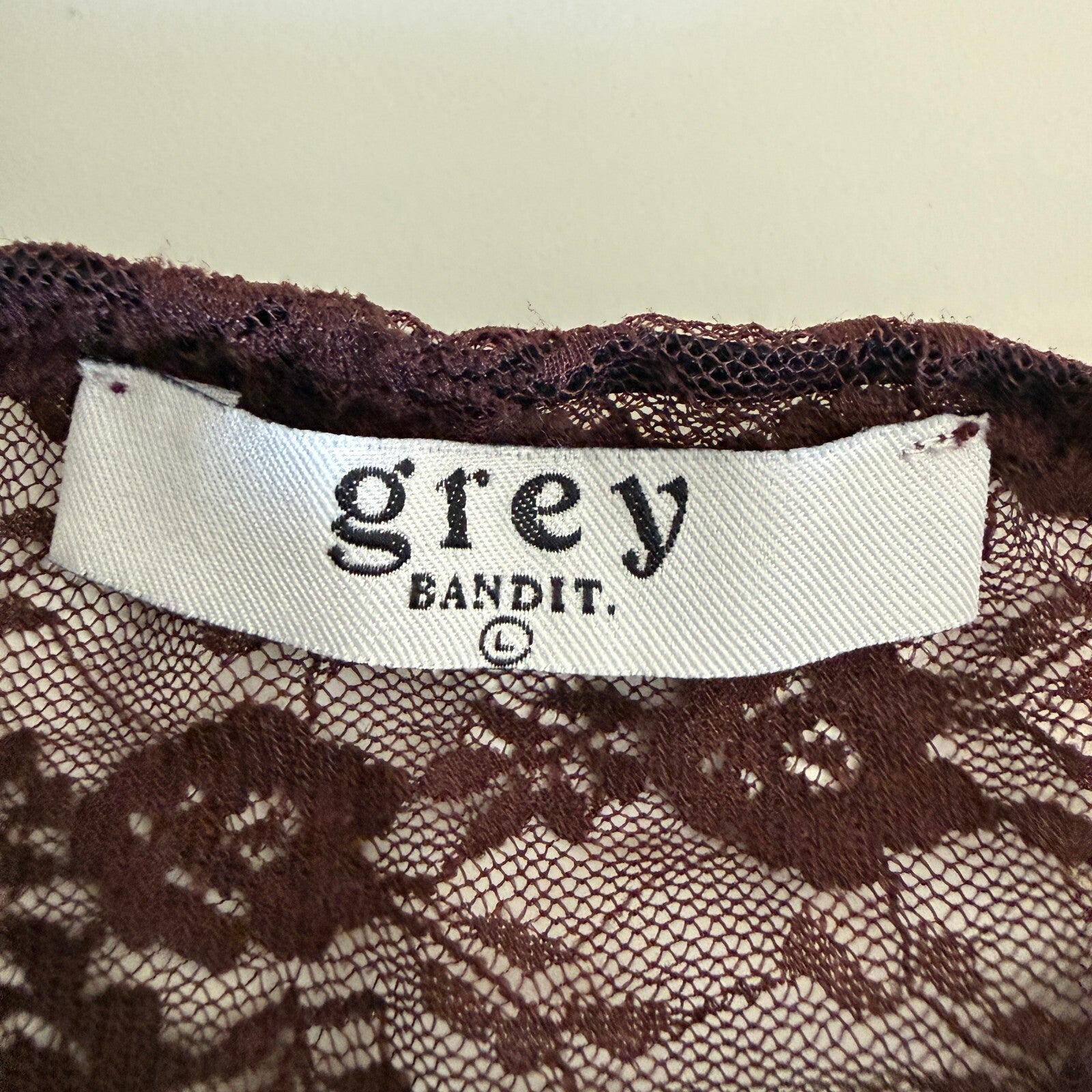 Romantic Sheer Lace Coquette Women's Strapless Grey Bandit Crop Top Size Large