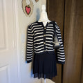 J. Crew Emile Sweater Lady Jacket Cardigan Black Stripe Gold Buttons Preppy Sz S