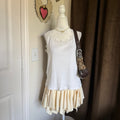 Sigrid Olsen Bella Swan Lace Trim Girly Ribbed Knit Cotton Lace Trim Tank Top XL