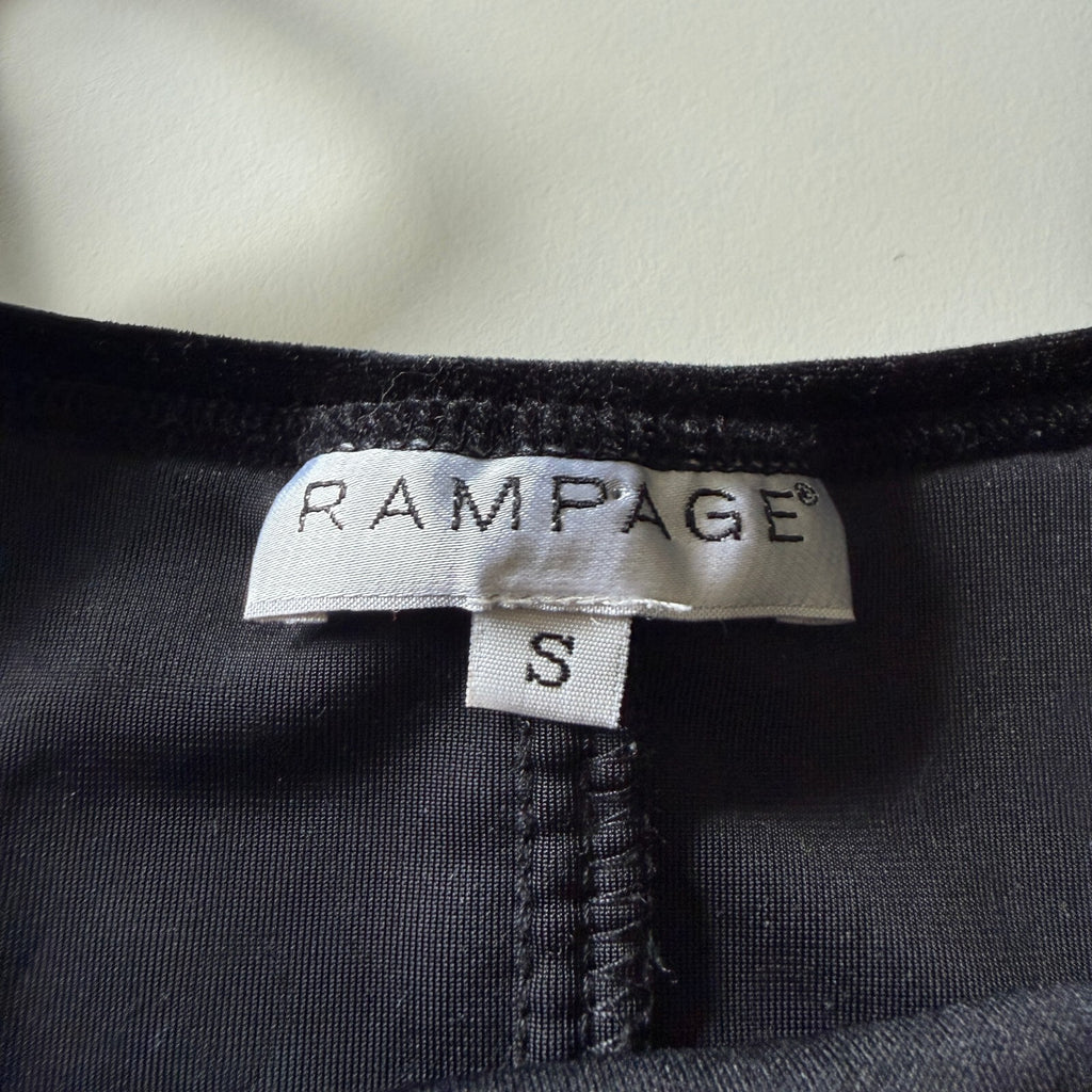 Vintage Rampage Y2K 1990s Black Velvet Slip Dress Floral Mesh Bodice Sz Small